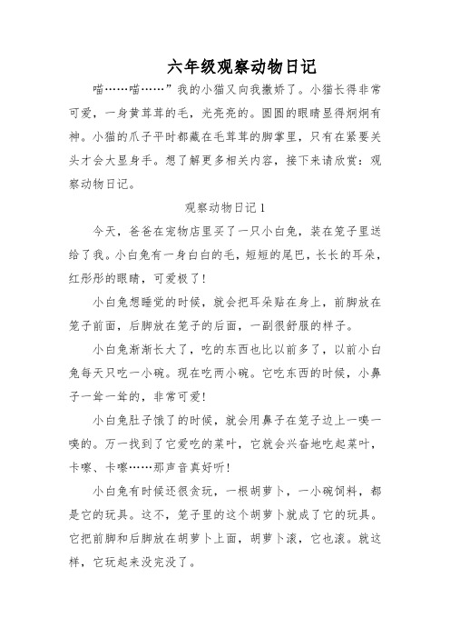 六年级科学观察日记图文结合 动物