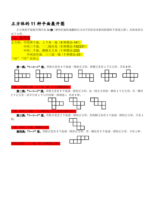 正方体11种平面展开图(精心整理)