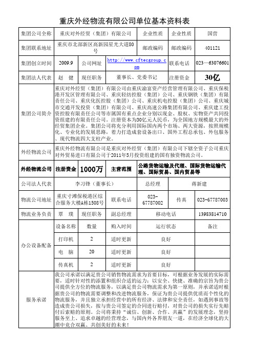 外经物流企业情况