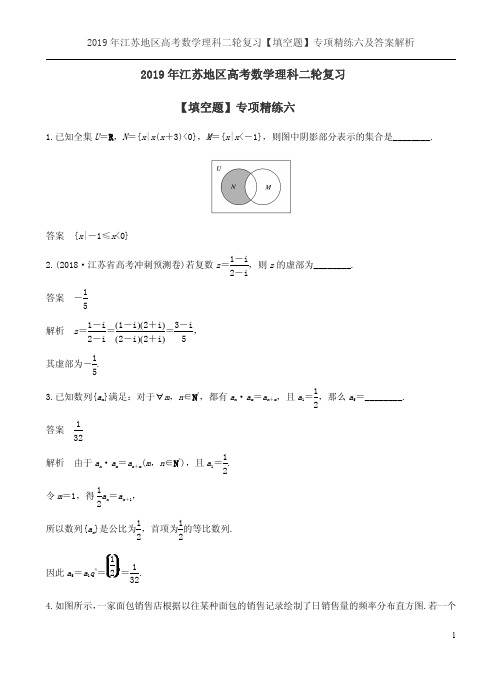 2019年江苏地区高考数学理科二轮复习【填空题】专项精练六及答案解析