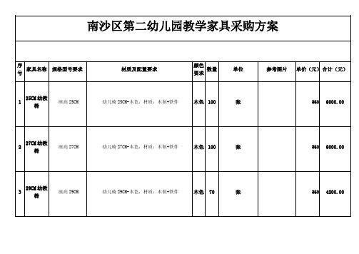 南沙区第二幼儿园教学家具采购方案