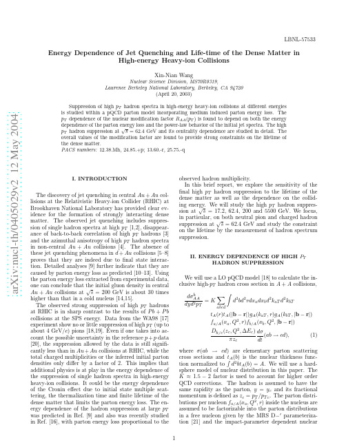 Energy Dependence of Jet Quenching and Life-time of the Dense Matter in High-energy Heavy-i