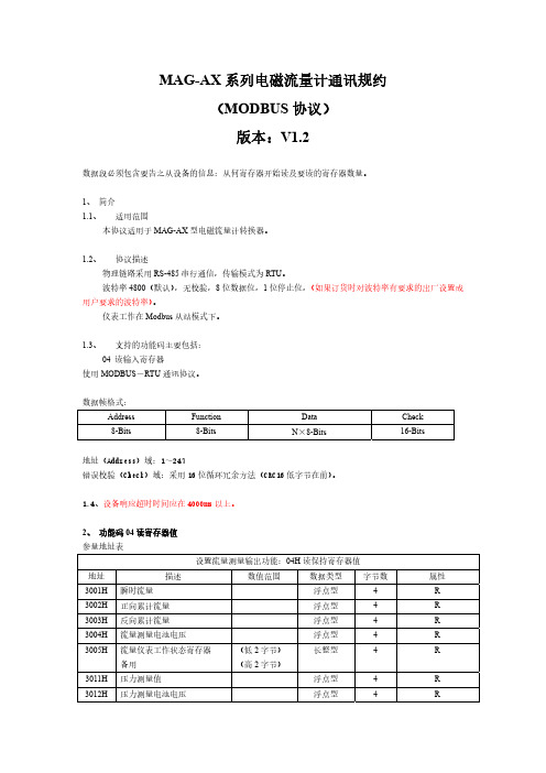 拓安信电磁流量计通信协议