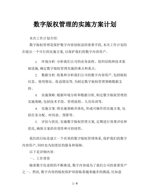 数字版权管理的实施方案计划