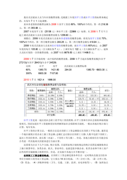 武汉市各年社保缴费基数