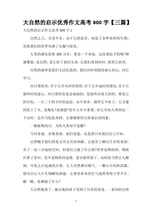 大自然的启示优秀作文高考800字【三篇】