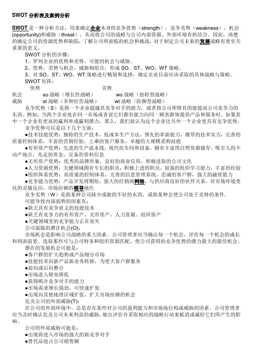 SWOT分析表及桉例分析