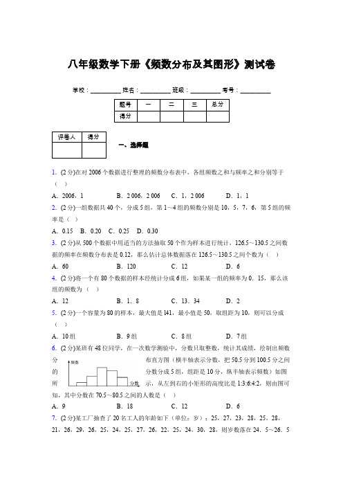 2019-2020初中数学八年级下册《频数分布及其图形》专项测试(含答案) (41)