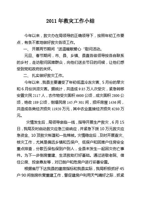 2011年救灾工作小结