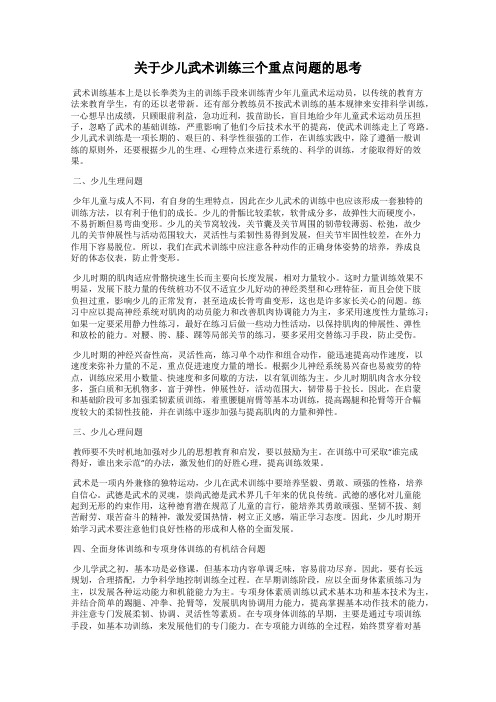 关于少儿武术训练三个重点问题的思考