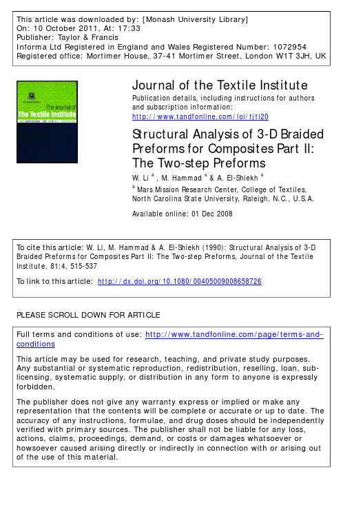 Structural Analysis of 3-D Braided Preforms for Composites Part II The Two-step Preforms