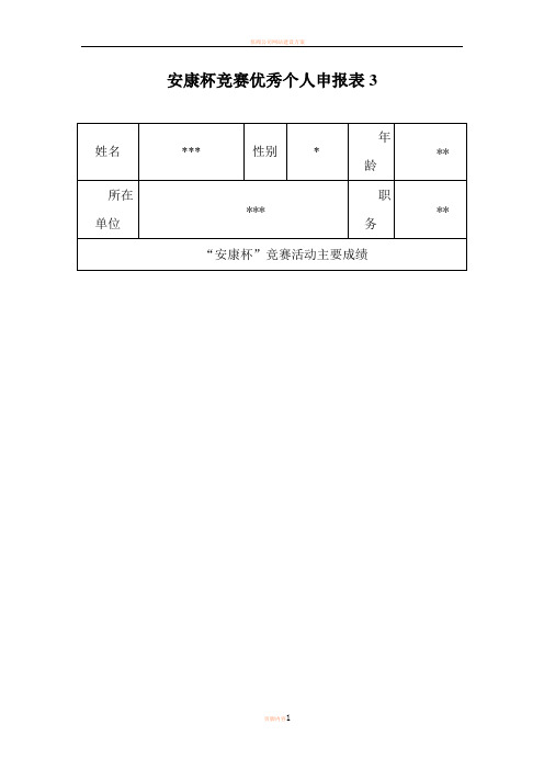 安康杯竞赛优秀个人申报表2