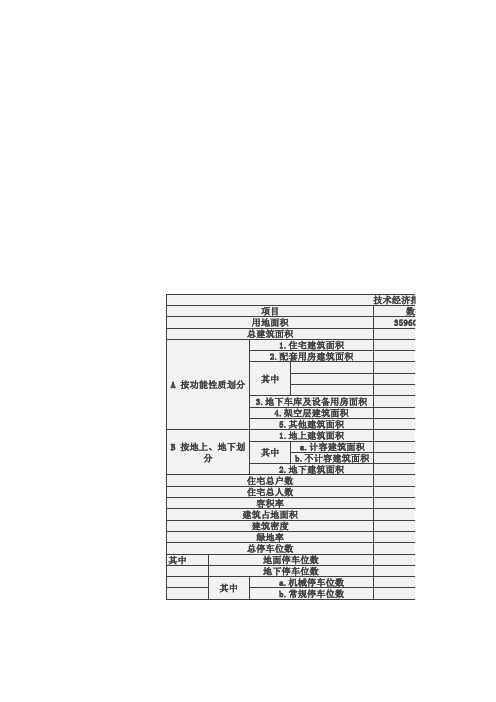 小区技术经济指标一览表