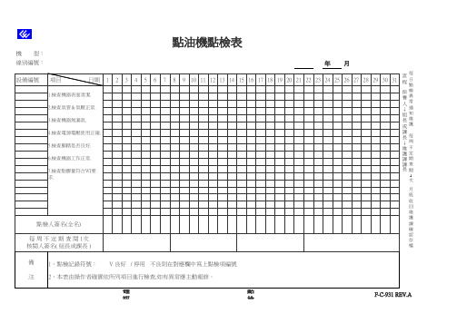 F-C-931 点油机点检表