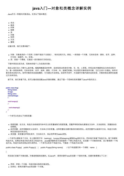 java入门---对象和类概念详解实例