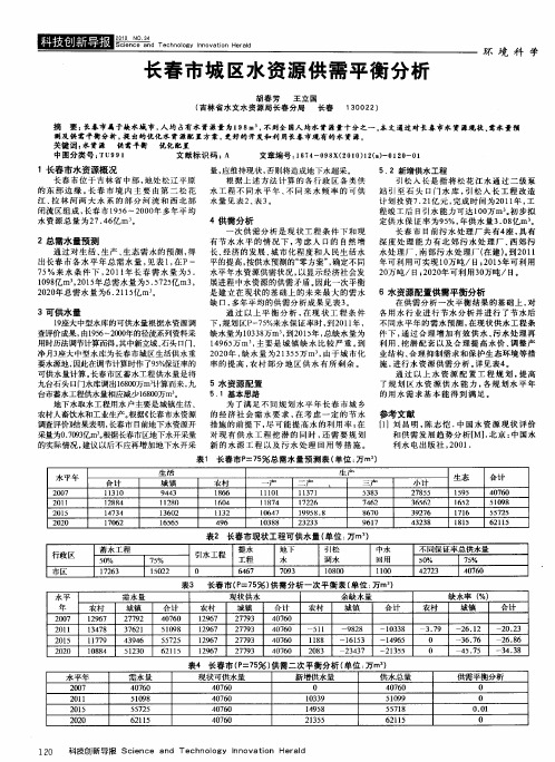 长春市城区水资源供需平衡分析