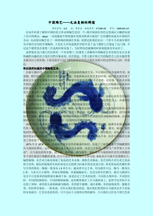 中国陶艺欣赏与制作体会