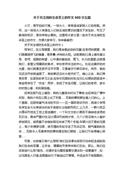 关于关注消防生命至上的作文600字五篇