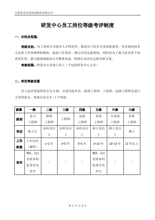 研发中心薪资等级晋升制度