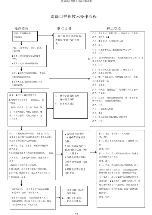 造瘘口护理技术操作流程纲要