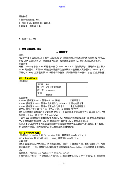 生理指标测定实验方案设计设计汇总情况情况