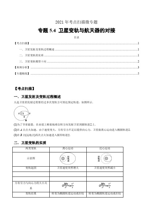 2021年物理考点扫描微专题5.4 卫星变轨与航天器的对接(解析版)