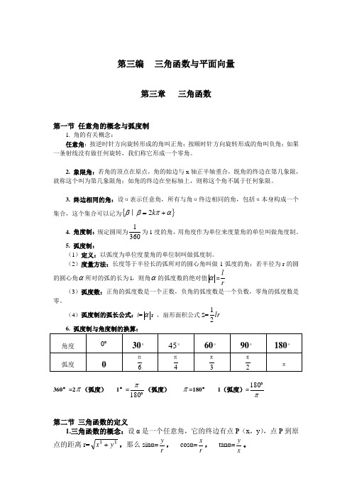 高职高考数学课程三角函数复习