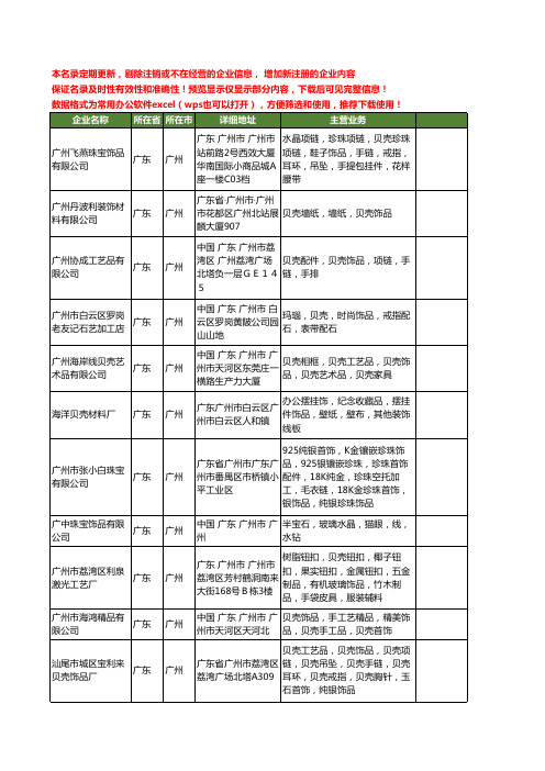 新版广东省广州贝壳饰品工商企业公司商家名录名单联系方式大全120家