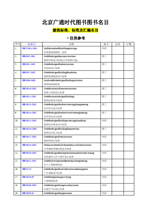 建筑规范、标准及汇编