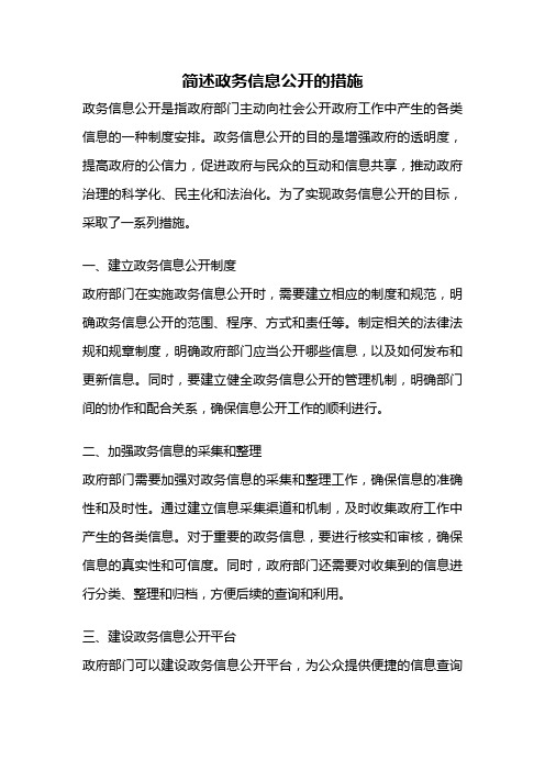 简述政务信息公开的措施