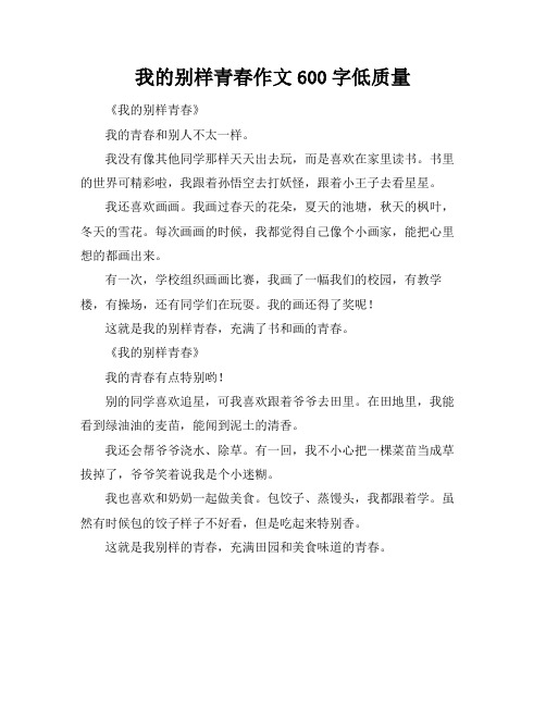 我的别样青春作文600字低质量