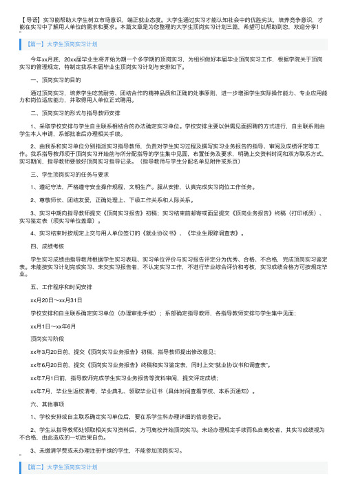 大学生顶岗实习计划三篇