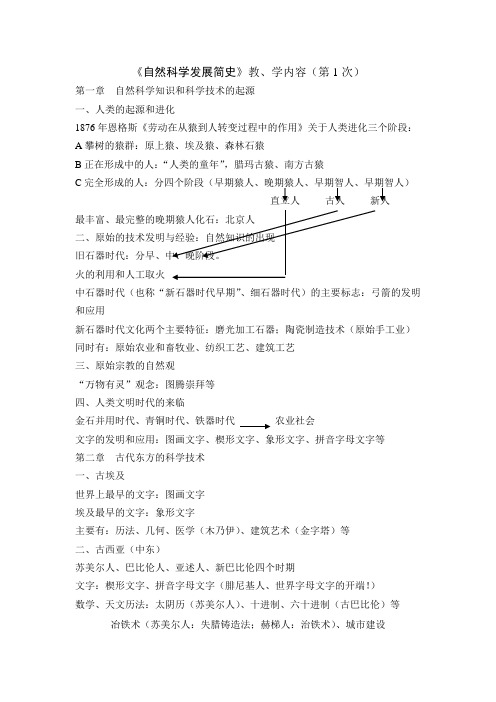 《自然科学发展简史》教、学内容(第1次).