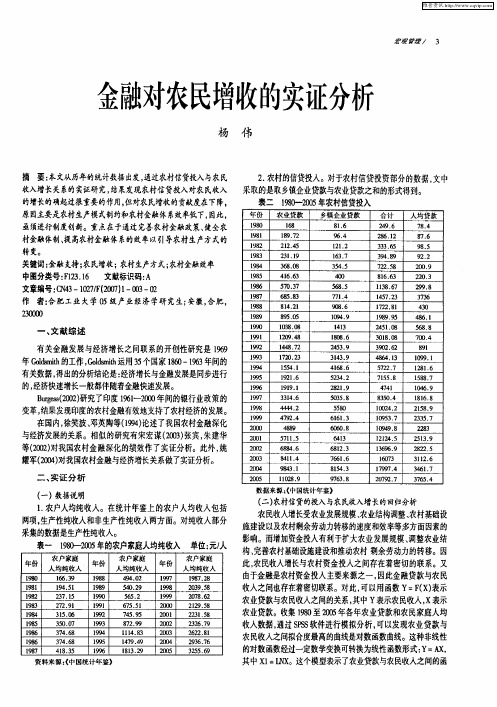 金融对农民增收的实证分析