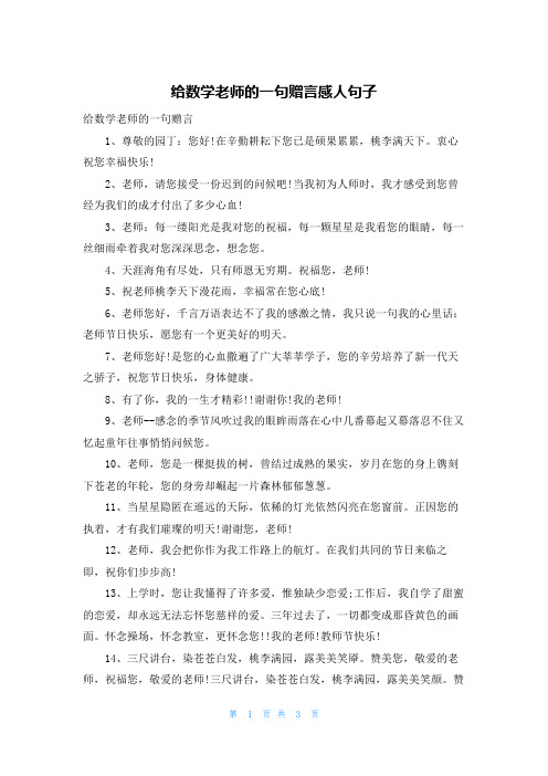 给数学老师的一句赠言感人句子