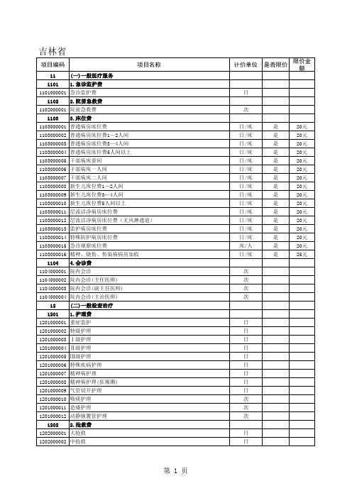 诊疗目录_费用类别