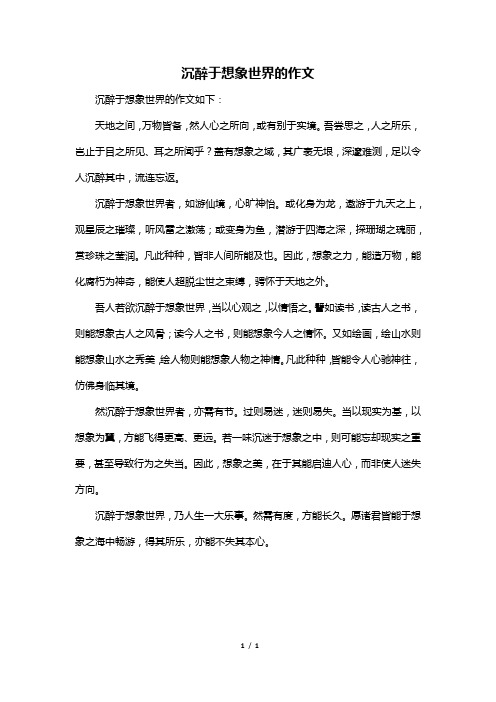 沉醉于想象世界的作文