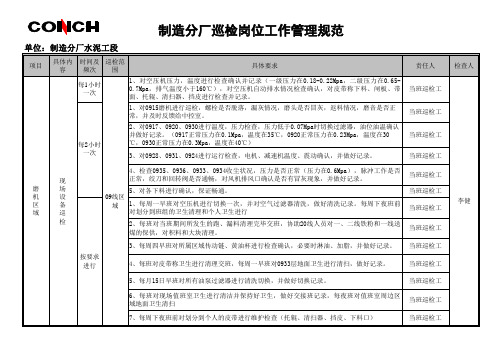 制造、水泥分厂巡检岗位工作管理规范(已修改)