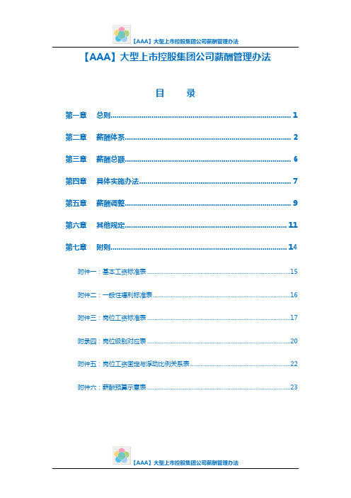 【AAA】大型上市控股集团公司薪酬管理办法