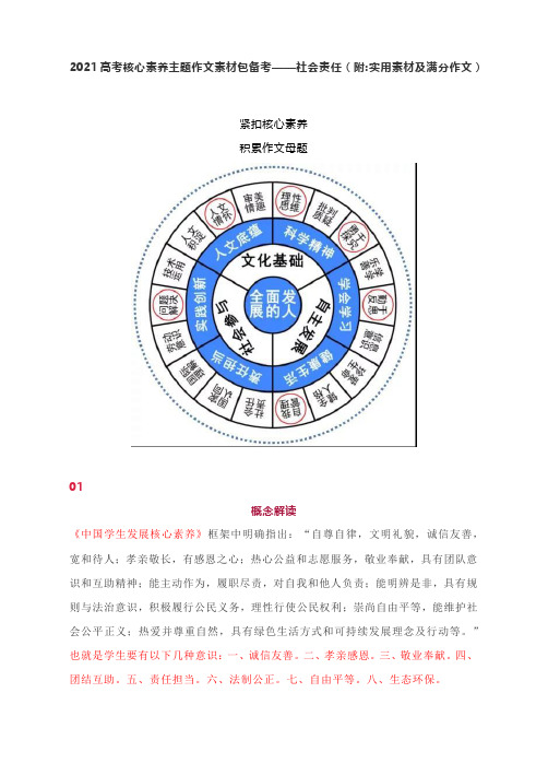 2021高考核心素养主题作文素材包备考——社会责任(附：实用素材及满分作文)