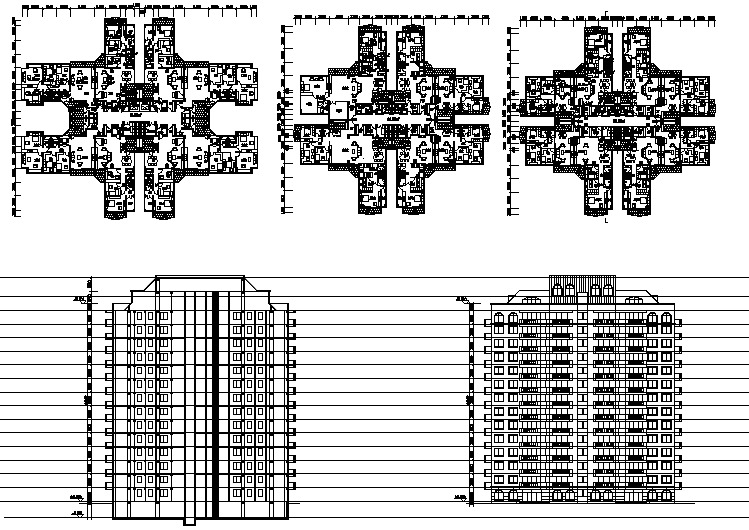 陕西省某地区高层住宅CAD平立面图