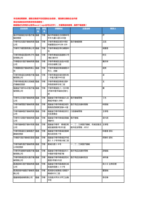 2020新版福建省宁德医疗器械工商企业公司名录名单黄页联系方式大全62家