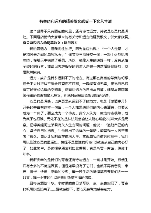 有关诗和远方的精美散文感受一下文艺生活