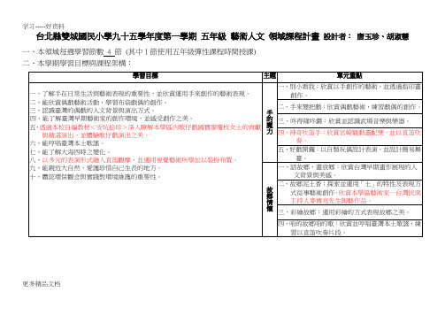 台北县双城国民小学九十五度第一学期五年级艺术人文领(精)说课讲解