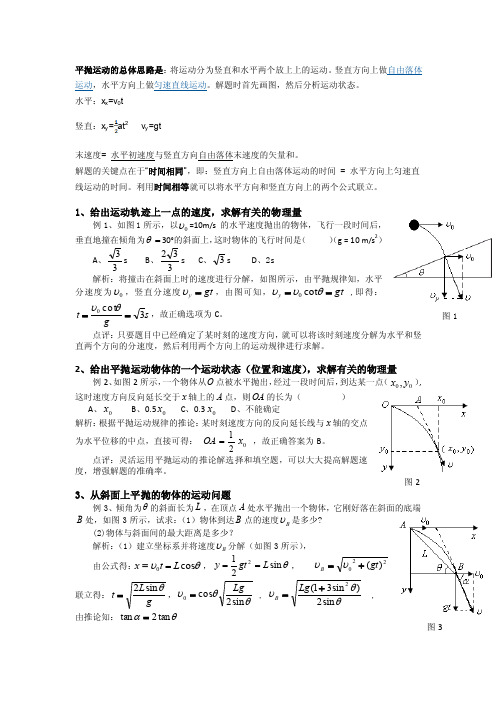 平抛运动的一般解题思路