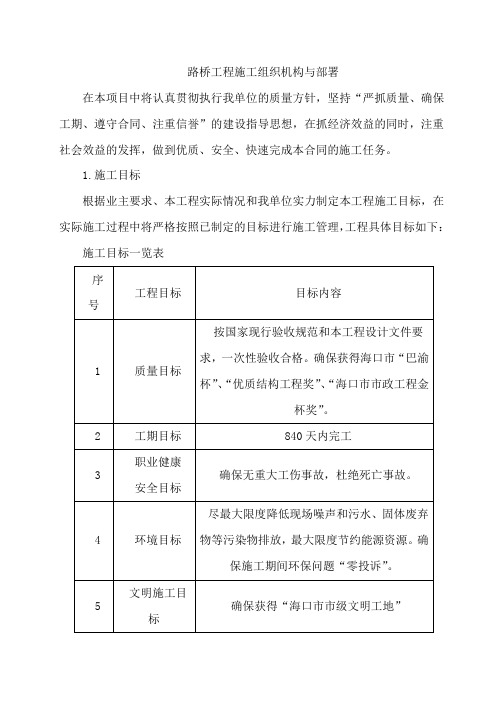 路桥工程施工组织机构与部署