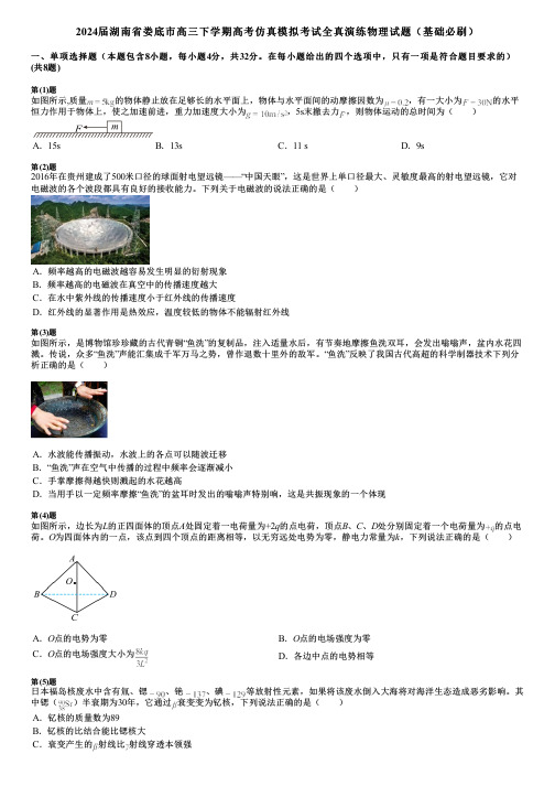 2024届湖南省娄底市高三下学期高考仿真模拟考试全真演练物理试题(基础必刷)