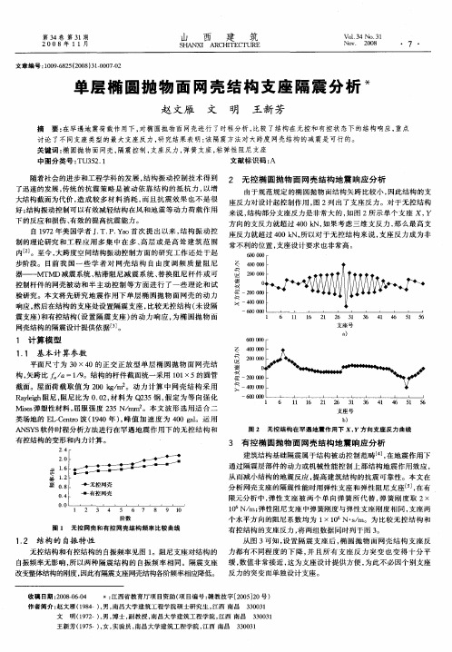 单层椭圆抛物面网壳结构支座隔震分析