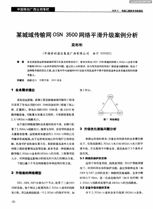 某城域传输网OSN 3500网络平滑升级案例分析