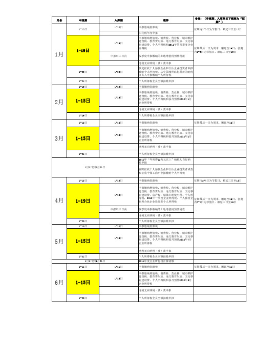 纳税日历